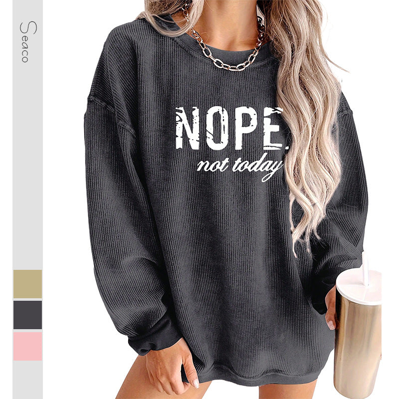 Valenzora | Fashion Print Loose Long Sleeve Tee