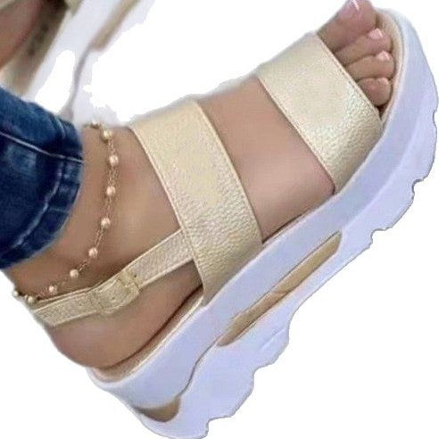 Women's platform sandals with elastic strap and non-slip sole, size Valenzora