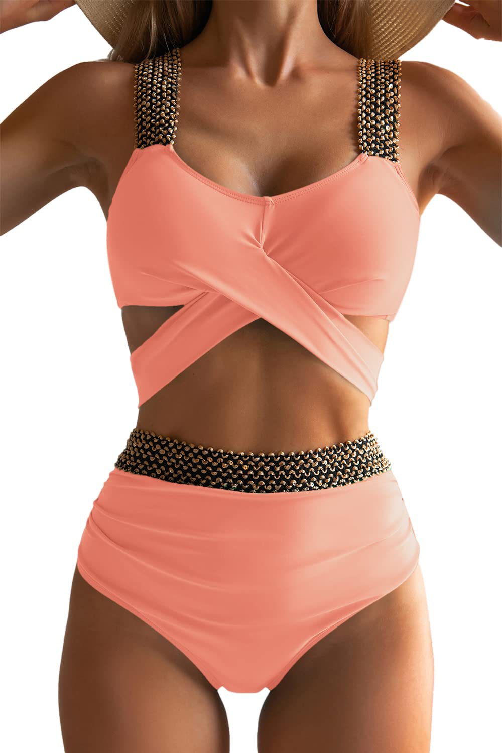 Women's high-cut bikini with fashionable wrap top and glamorous accents, size Valenzora