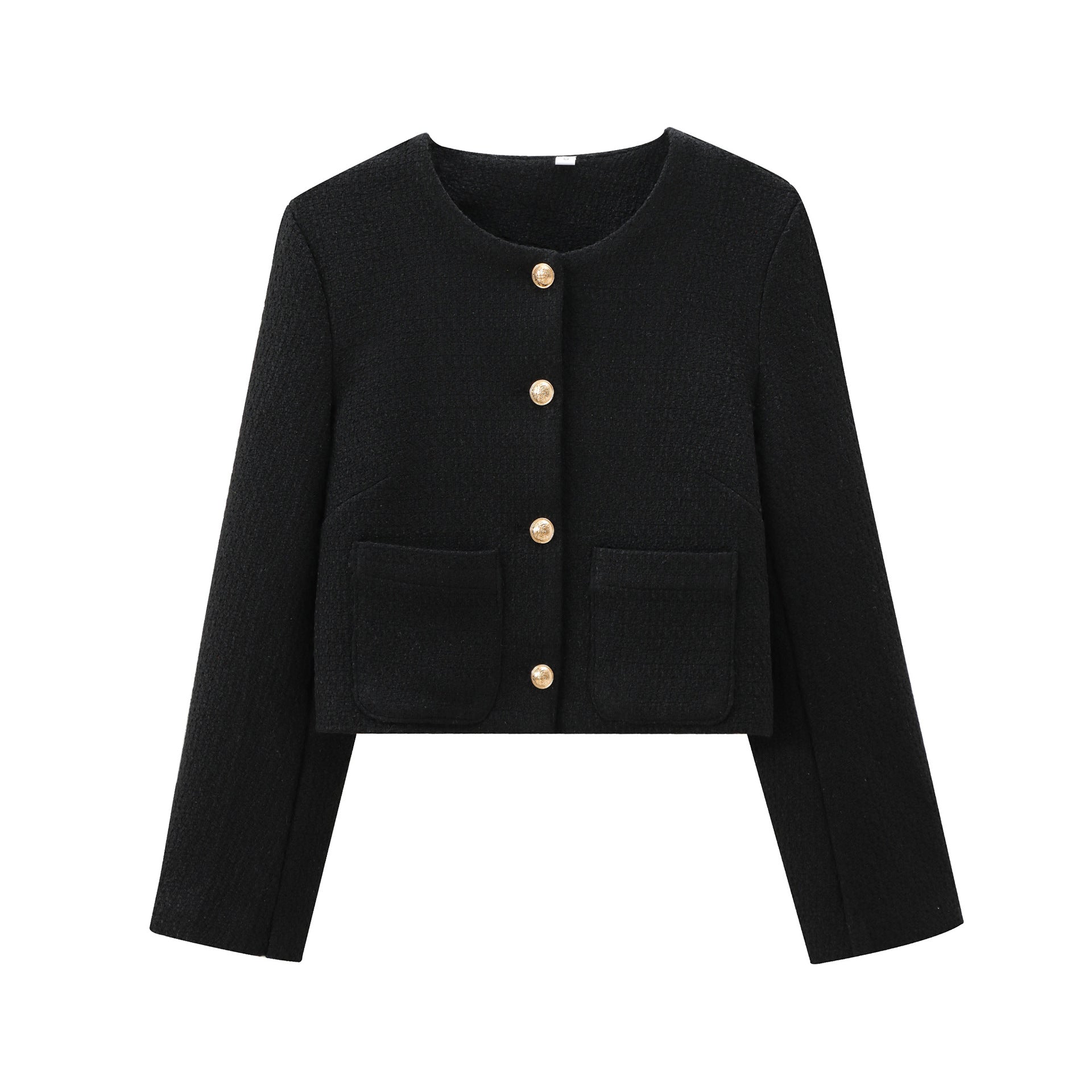 Women's short designer jacket with textured fabric, size S
