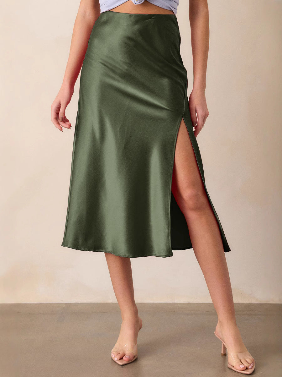 Valenzora | Pleated Split PU Leather Skirt for Women