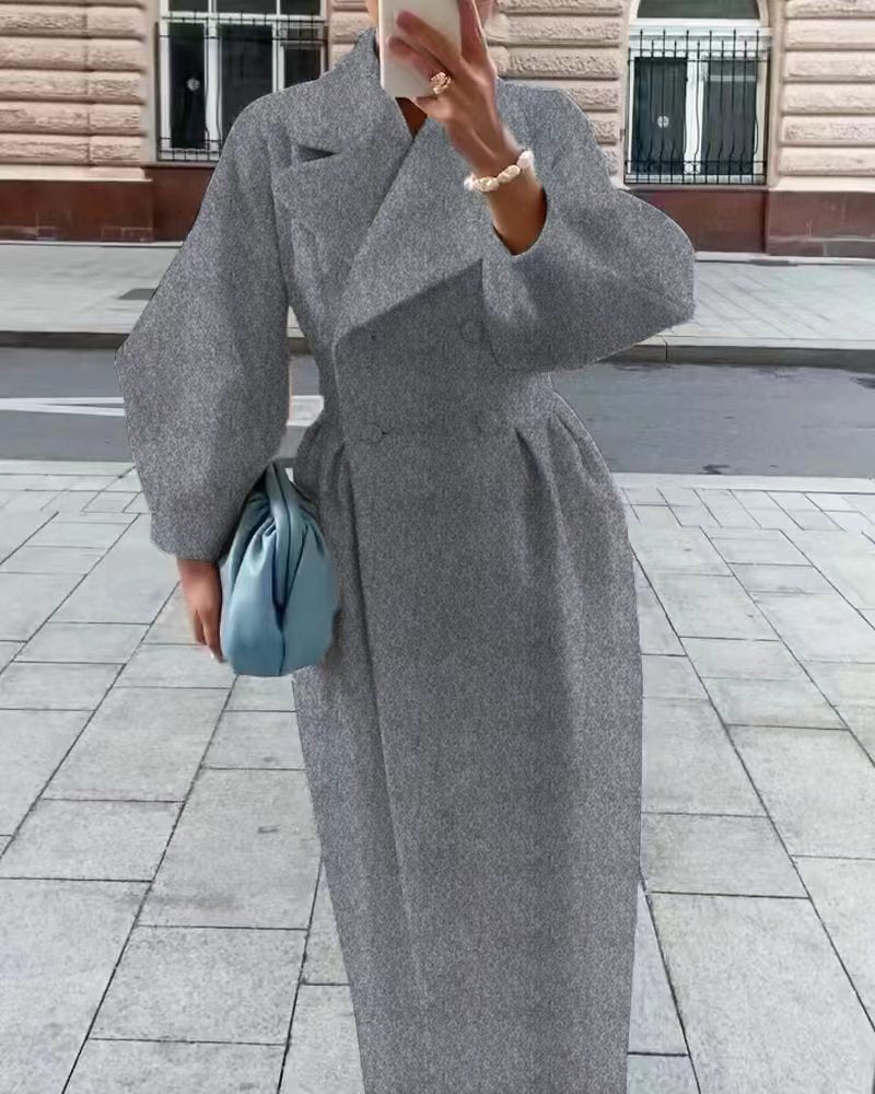 Damen Maxicoat Oversized mit Schulter-zu-Schulter-Oberteil und zweifarbiger Vorderseite, Größe