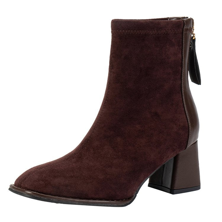 Women's ankle boots with elegant block heel and soft upper material, size Valenzora