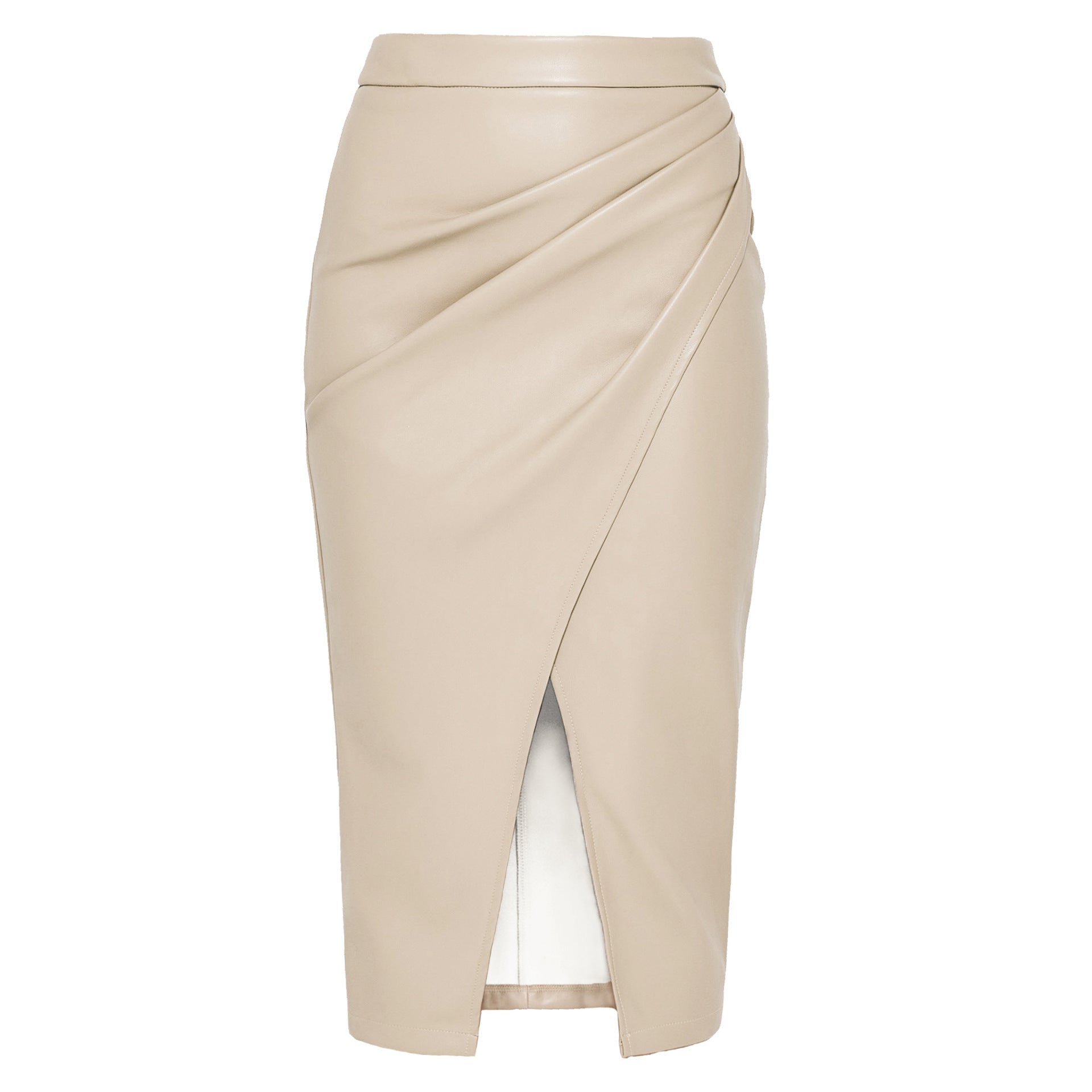 Valenzora | Pleated Split PU Leather Skirt for Women