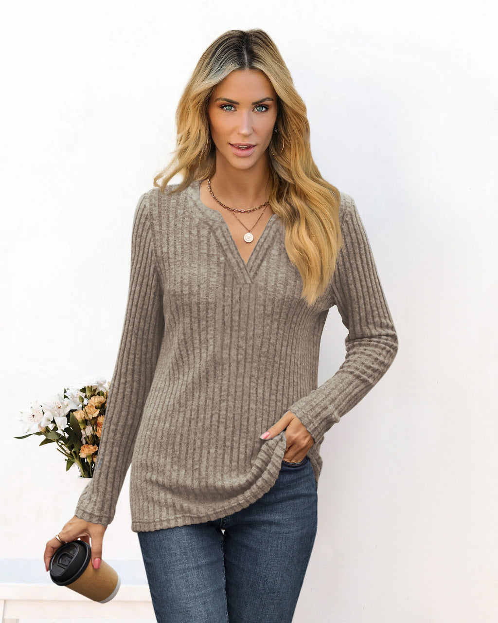 Women's striped sweater in a relaxed fit by Valenzora
