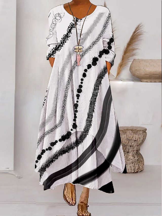 Valenzora | Maxikleid mit langen Ärmeln und Knopfverschluss