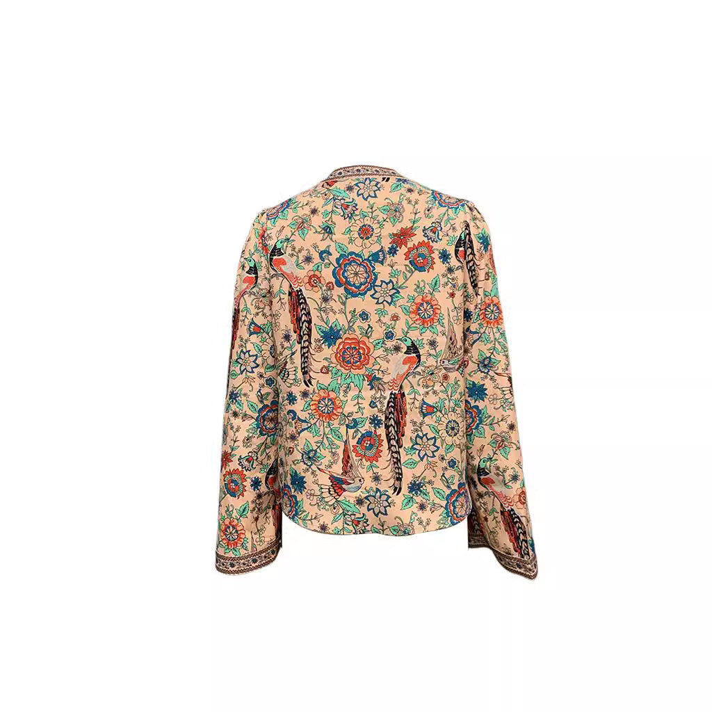 Women's blouse with floral pattern and wide sleeves, size