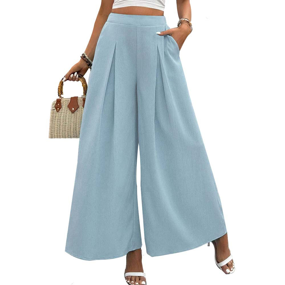 Women's wide-leg palazzo trousers with elegant pleats and a high waist, size [size missing]