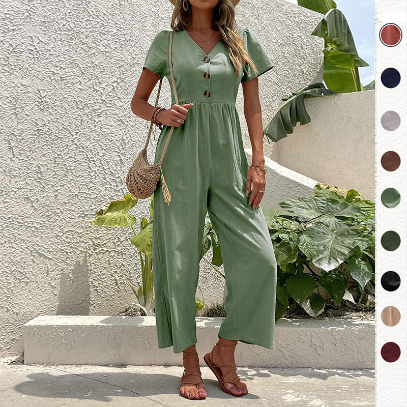 Damen-Jumpsuit mit Knopfdetails und luftigem Schnitt, Größe S