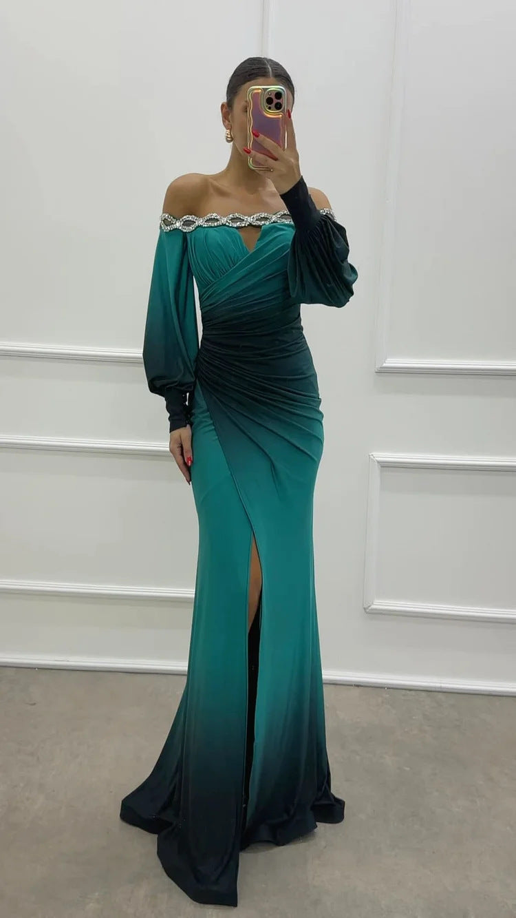 Valenzora | Party dress with camisole and positioned slit in a wide A-line silhouette