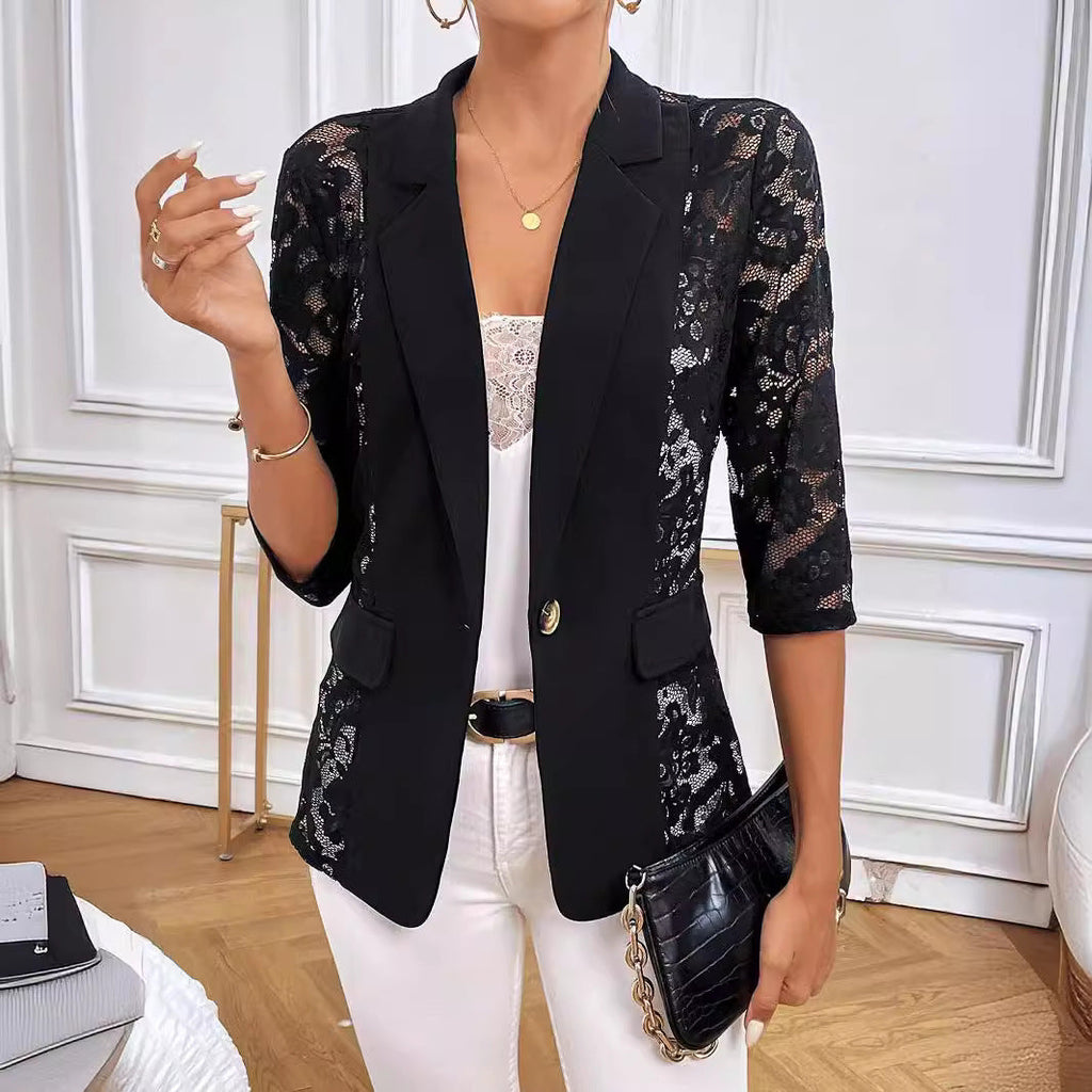 Valenzora | Spitzenbesetztes Blazer-Top