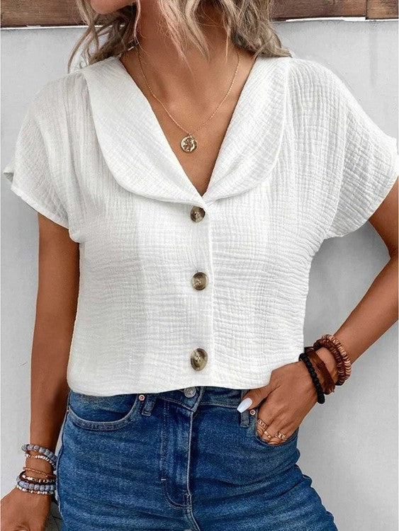 Valenzora - Top with collar and buttons