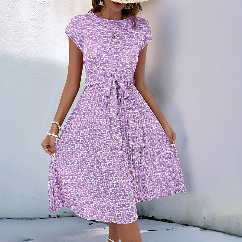 Damen Midi-Kleid mit asymmetrischem Schnitt und modischem Bindegürtel, Gr.