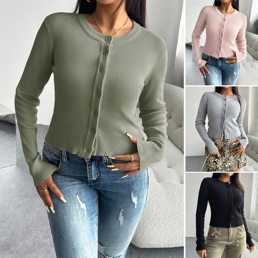 Damen-Strickjacke mit feiner Rippstruktur und Knopfverschluss, Größe [Größe fehlt]