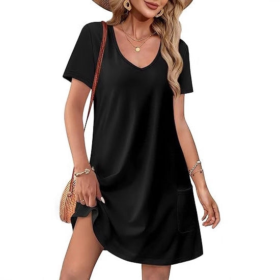 Damen Kurzarm Freizeitkleid Größe