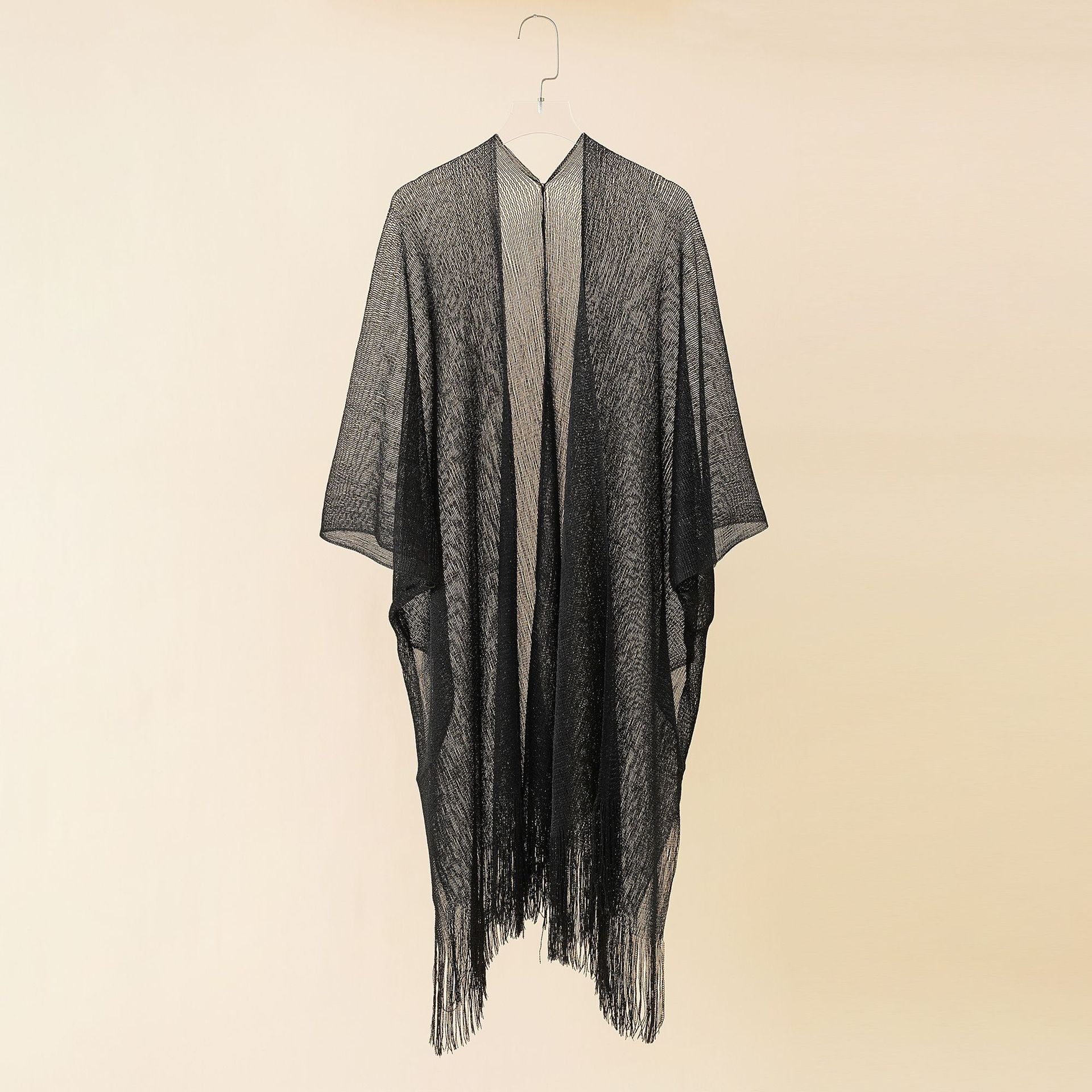 Women's fringed kimono in a transparent, airy fabric, size Valenzora