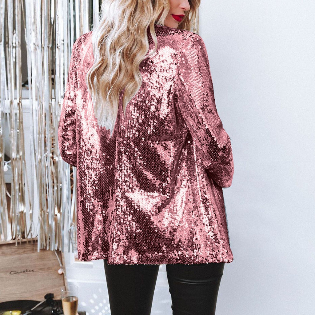 Eleganter Pailletten-Blazer für Damen mit Schimmer-Finish, Größe Valenzora