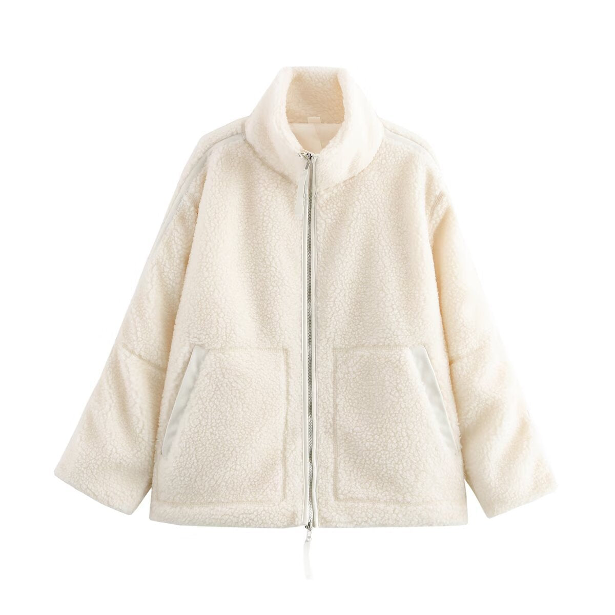 Women's fleece jacket with soft teddy fleece and practical pockets, size