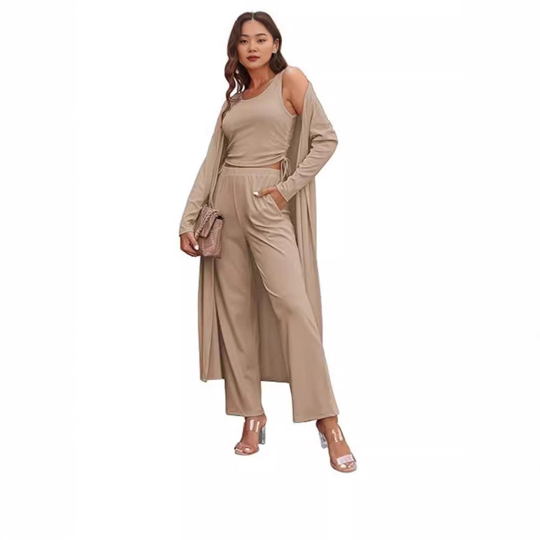 Valenzora | Knitted vest with pockets, three-piece set