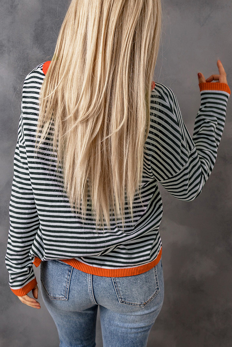 Valenzora Pullover mit Kontraststreifen und überschnittenen Schultern