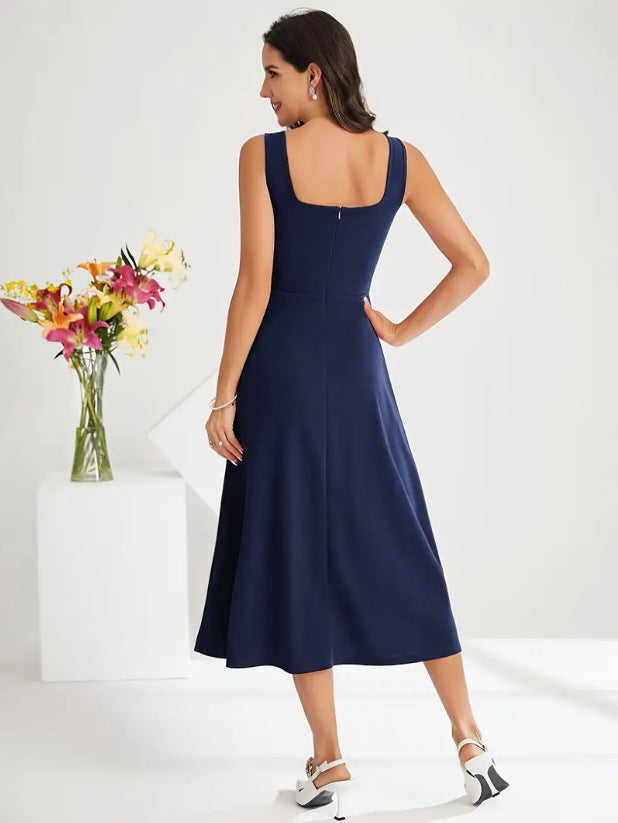 Valenzora | Elegantes Trägerkleid, dunkelblaue Farbe
