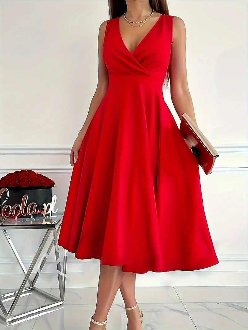 Valenzora | Solid color tank dress with asymmetrical neckline