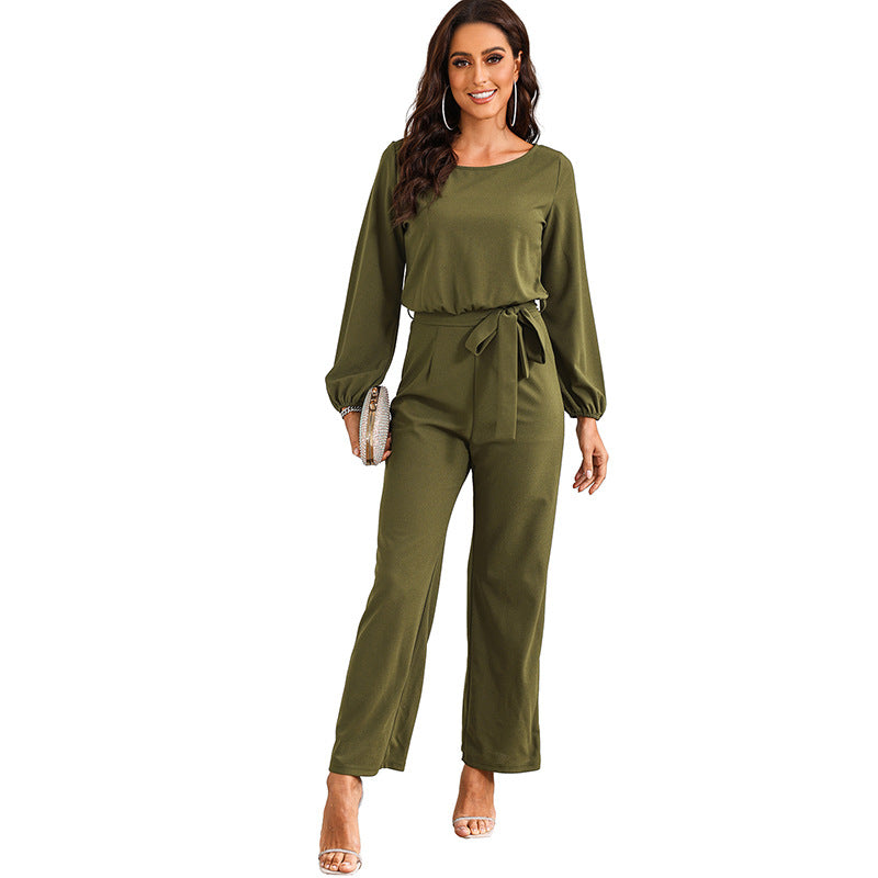 Women's elegant jumpsuit with elegant sleeves and a tailored cut, size S