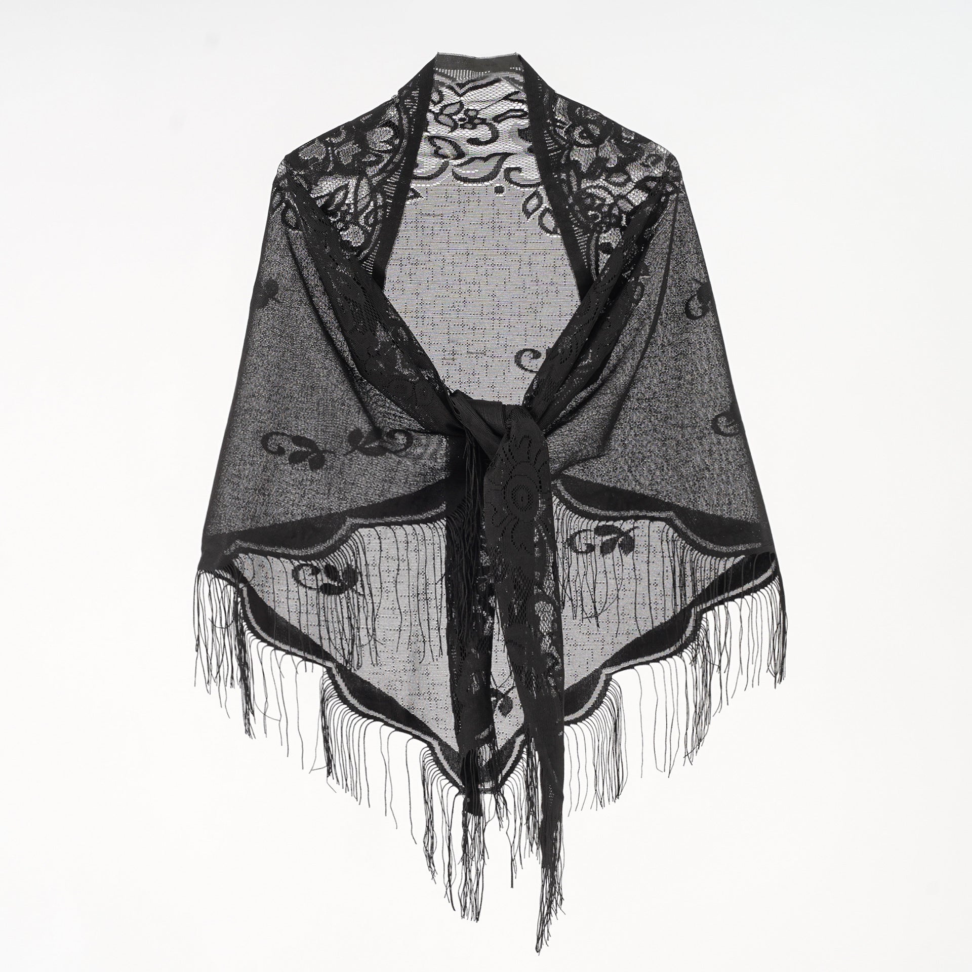 Women's Elegant Chiffon Scarf with Artful Fringes, Size