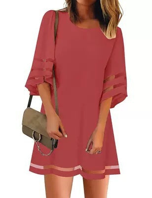 Damen Freizeitkleid mit modischen, luftigen Ärmelöffnungen Drune