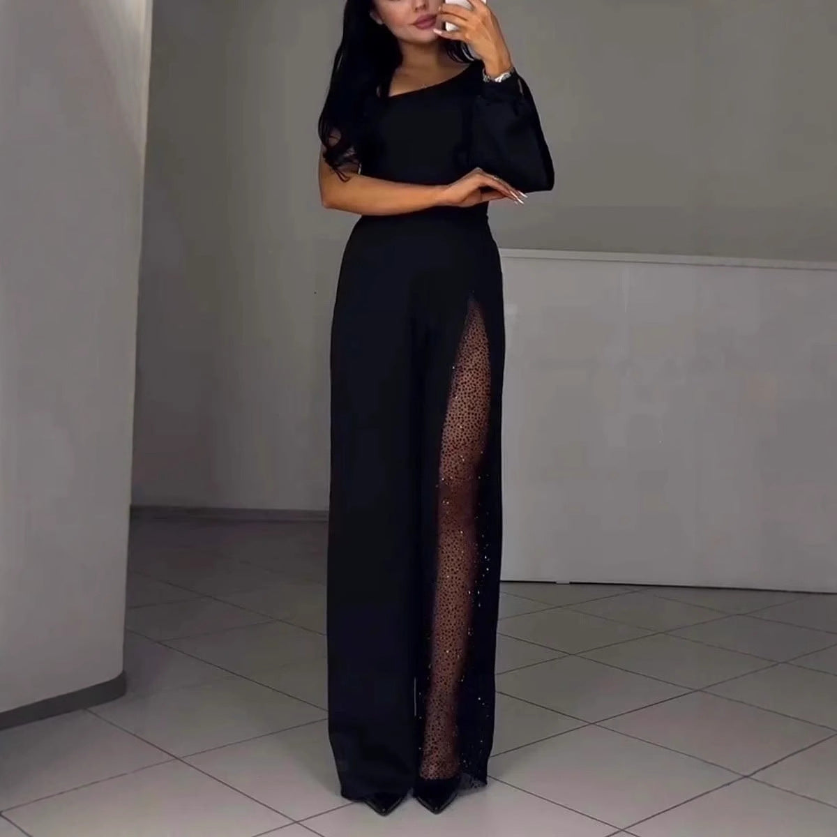 Valenzora | Sexy one-sided high-slit jumpsuit