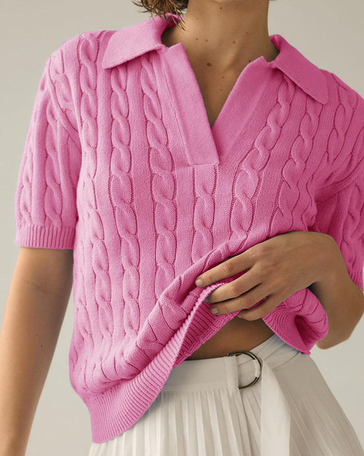 Valenzora | Pullover mit Polokragen und Zopfmuster