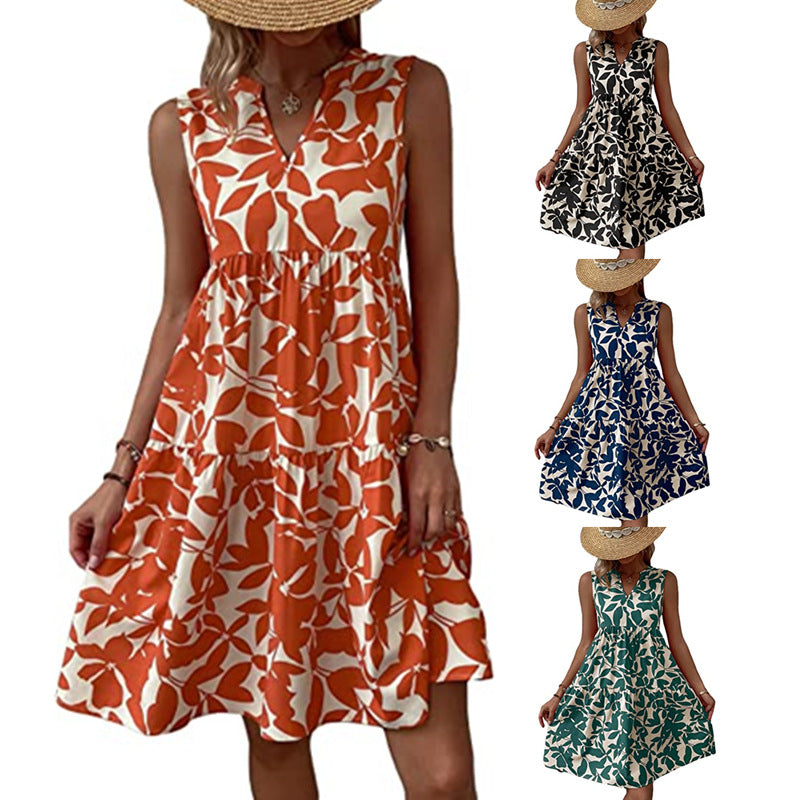 Women's airy sleeveless summer dress with floral patterns and a wide cut, size [size missing]