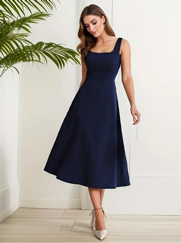 Valenzora | Elegantes Trägerkleid, dunkelblaue Farbe