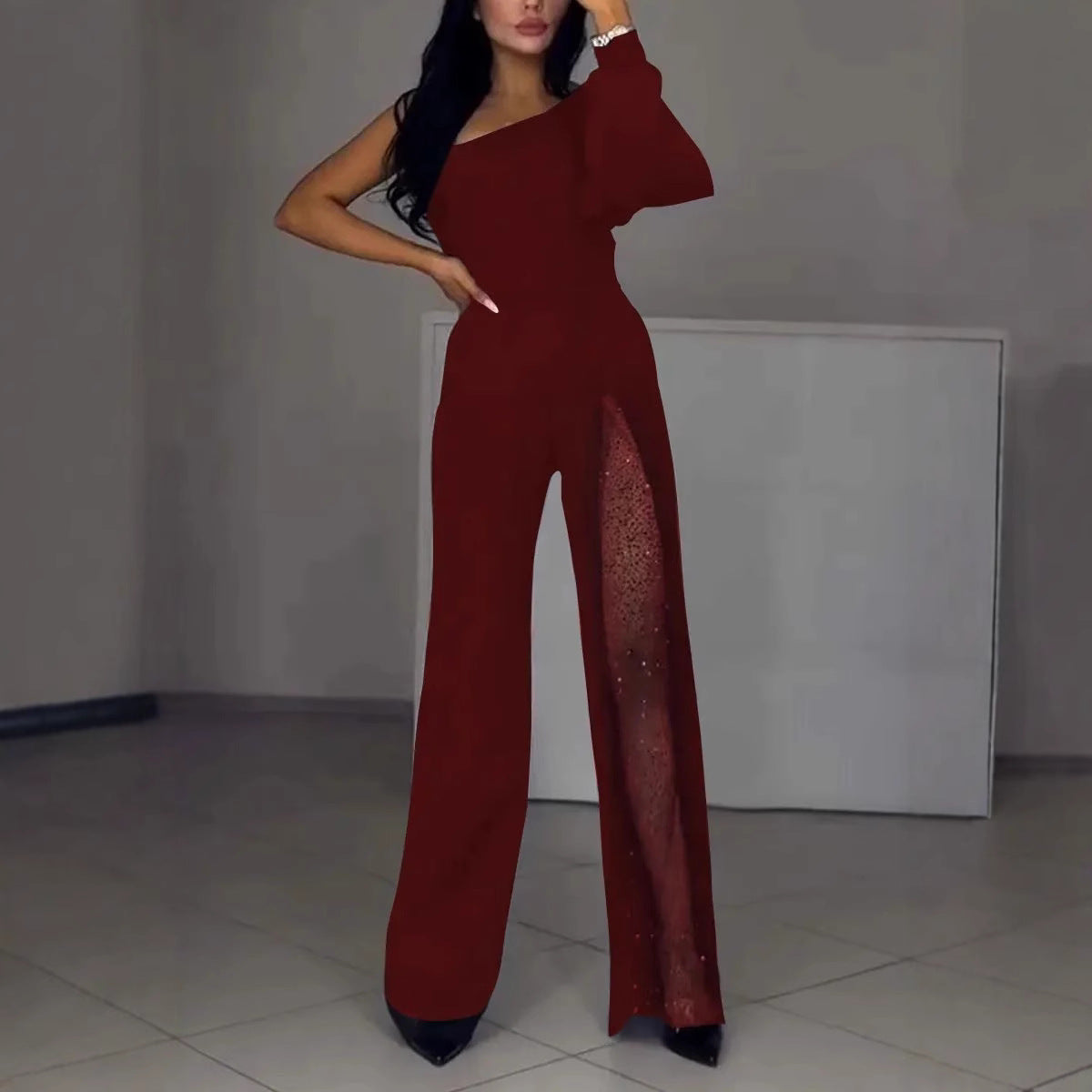 Valenzora | Sexy one-sided high-slit jumpsuit