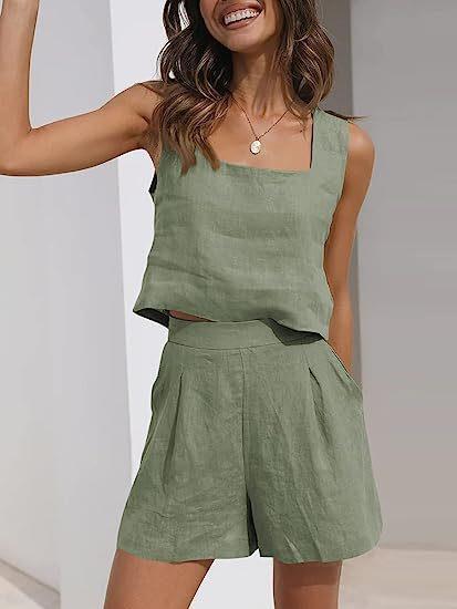 Women's Lightweight Summer Blouse and Shorts Set, Size