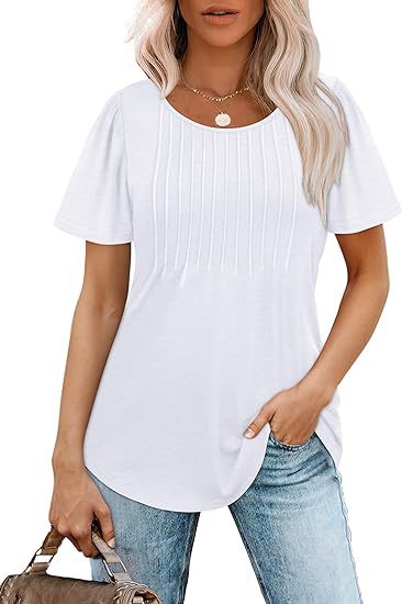 Women's summer T-shirt with pleated design, size
