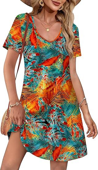 Damen Kurzarm Freizeitkleid Größe