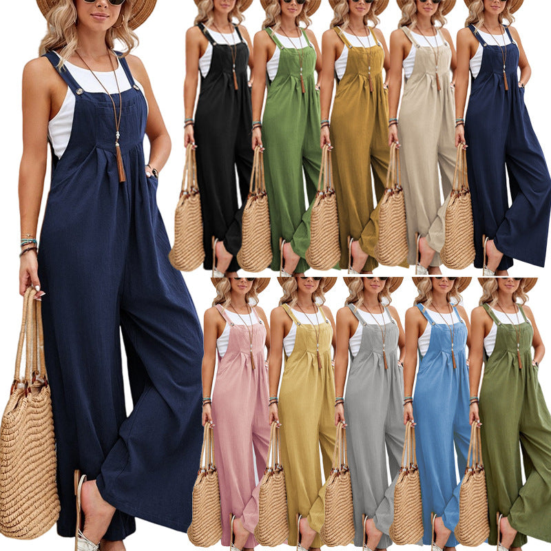 Valenzora | Damen-Freizeit-Latzhose, Unifarben, Lange Hose