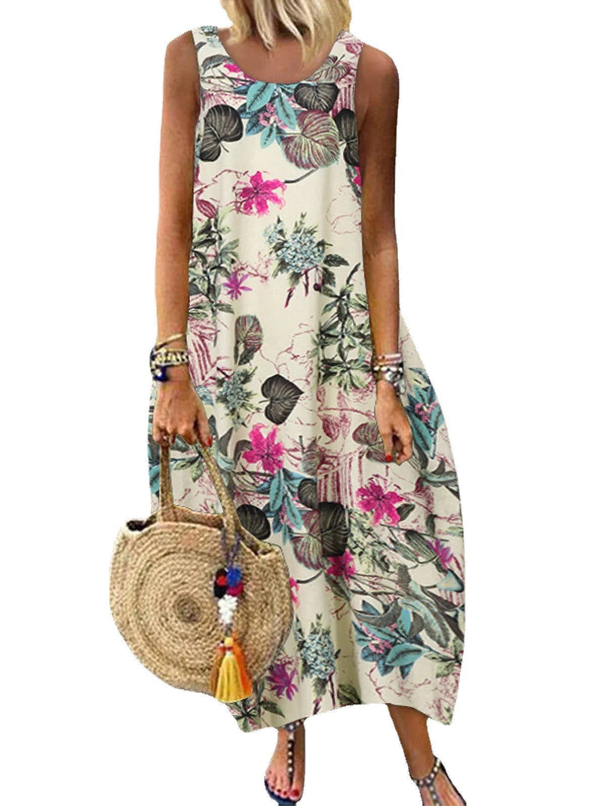Valenzora | Retro Sleeveless Round Neck Women's Dress