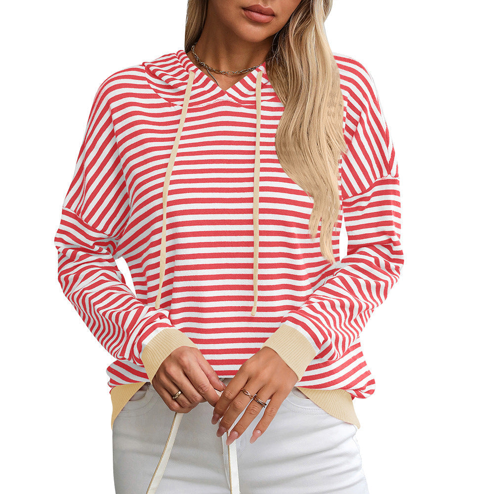 Women's striped hoodie with a relaxed fit and contrasting details, size S