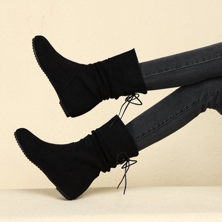 Women's ankle boots with elastic pleats and non-slip sole, size S