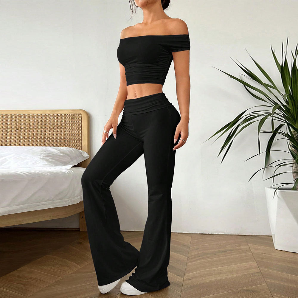 Women's cropped top and palazzo pants set, size