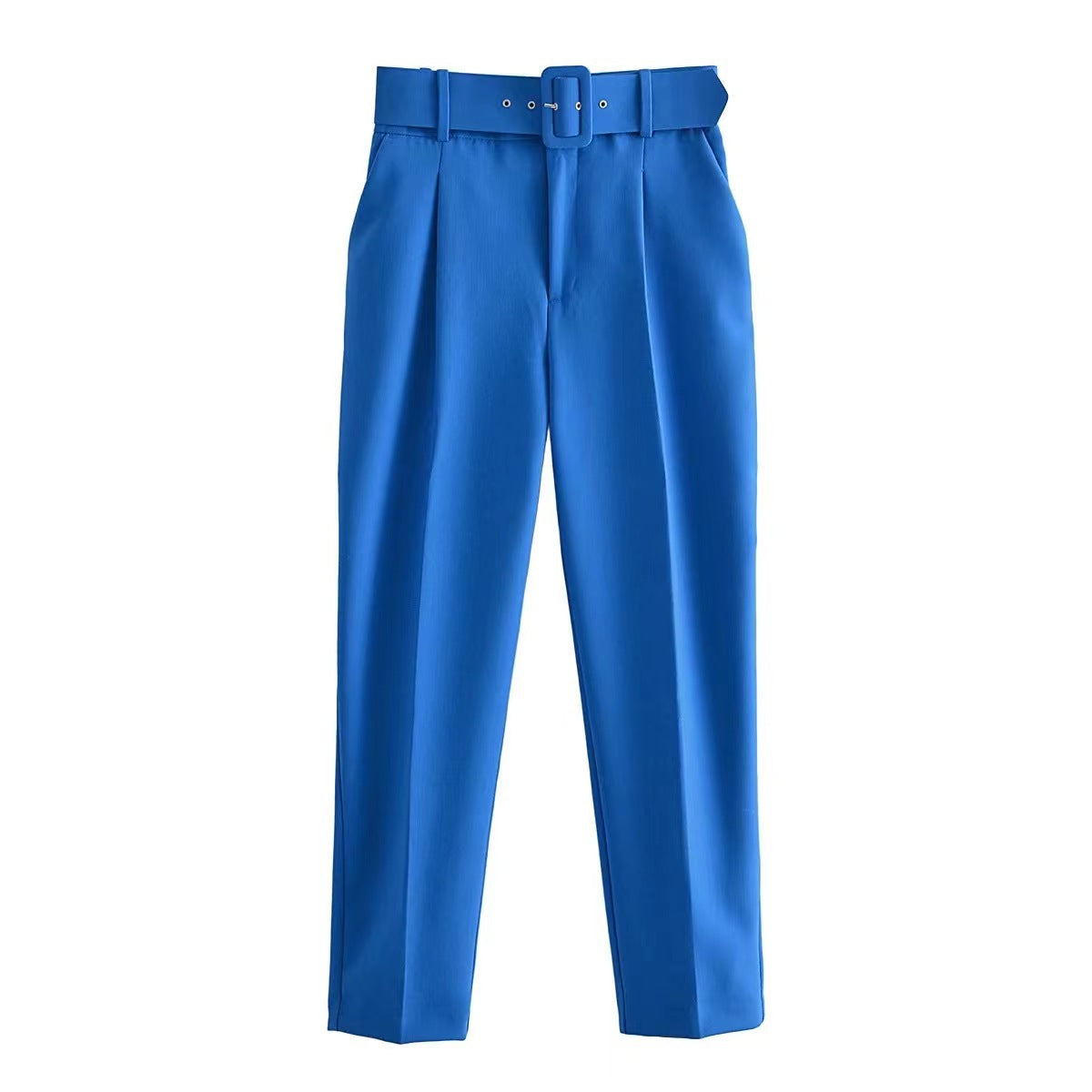 Women's wide-leg high-waisted trousers with a stylish belt, size