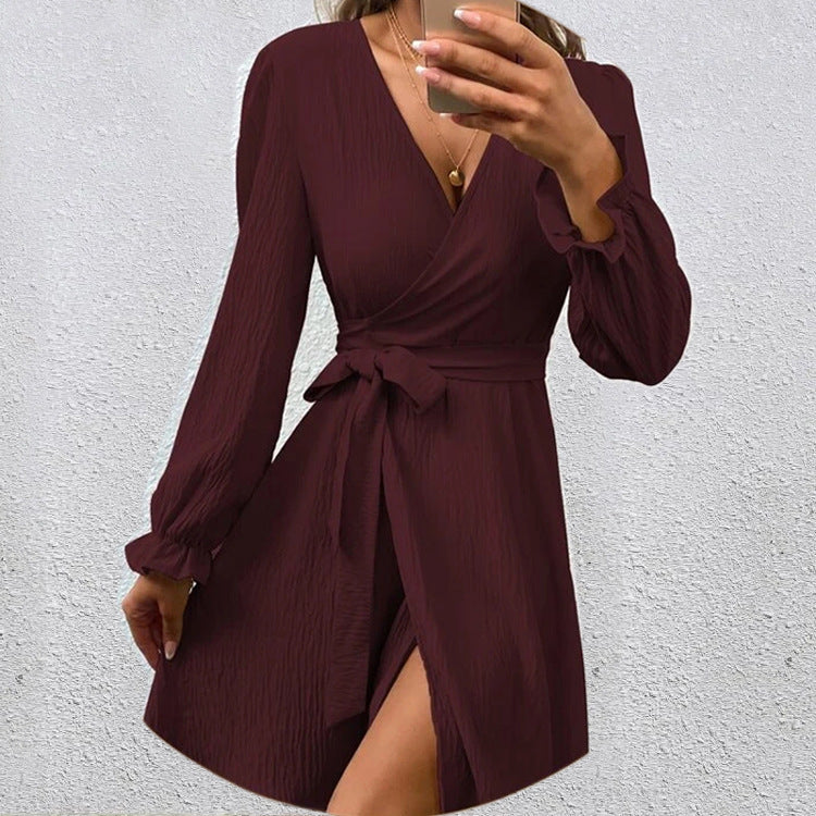 Valenzora | Elegantes Wickelkleid mit V-Ausschnitt und Schleife