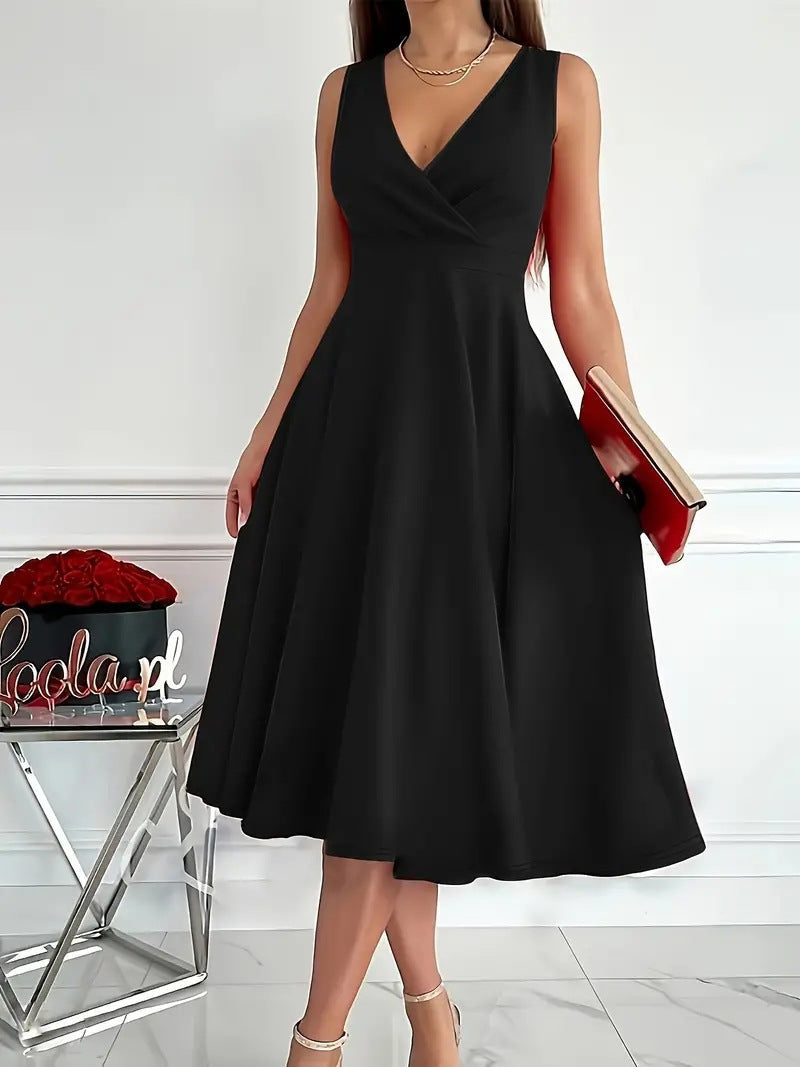 Valenzora | Solid color tank dress with asymmetrical neckline