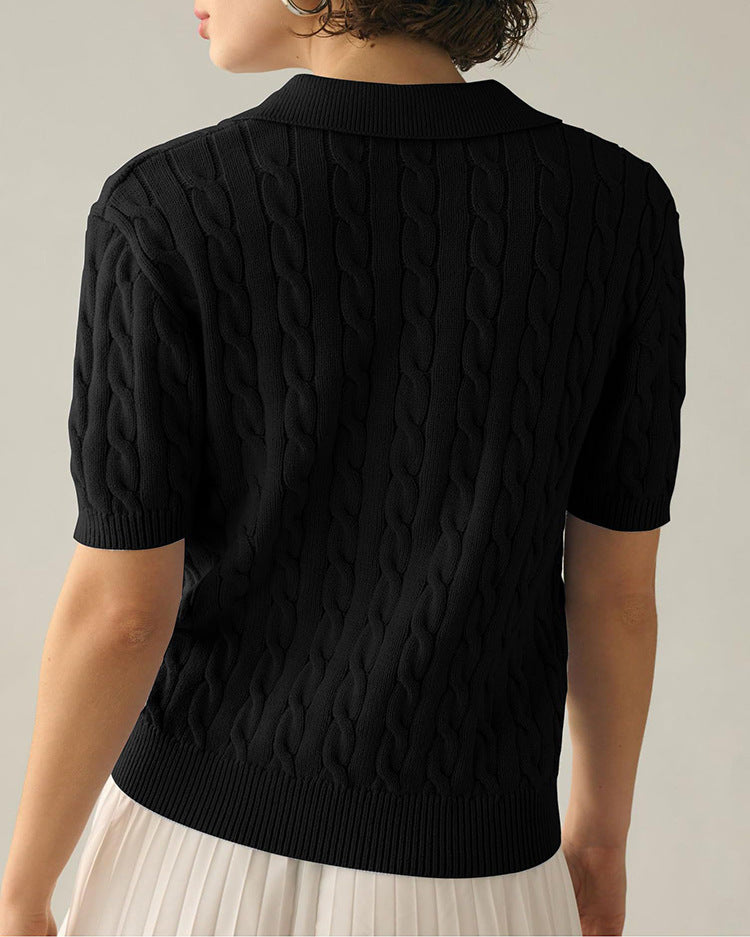 Valenzora | Pullover mit Polokragen und Zopfmuster