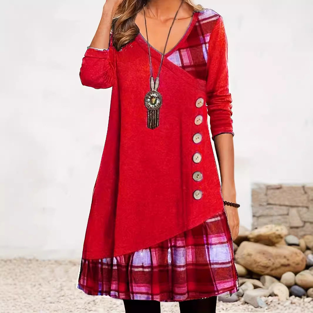 Valenzora | Langärmliges Kleid im klassischen Karomuster