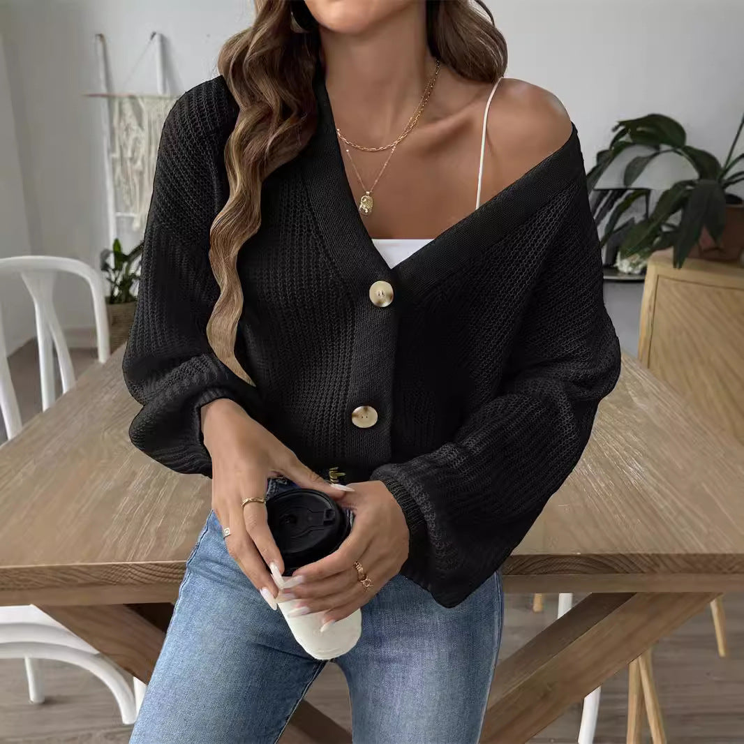 Lässiger Damen-Cardigan mit eleganter Knopfleiste und weitem Schnitt, Größe S