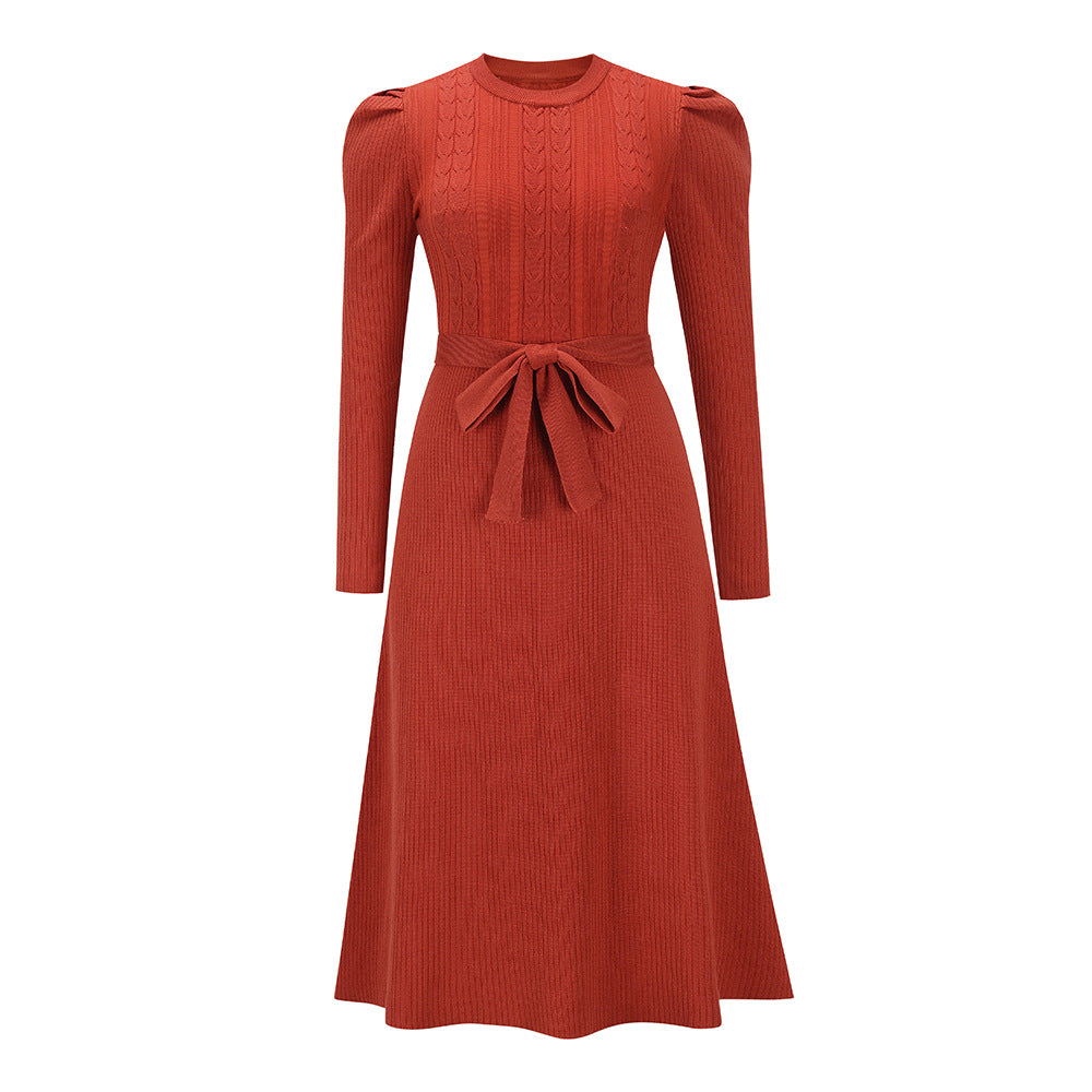 Valenzora - Knitted midi dress with round neckline