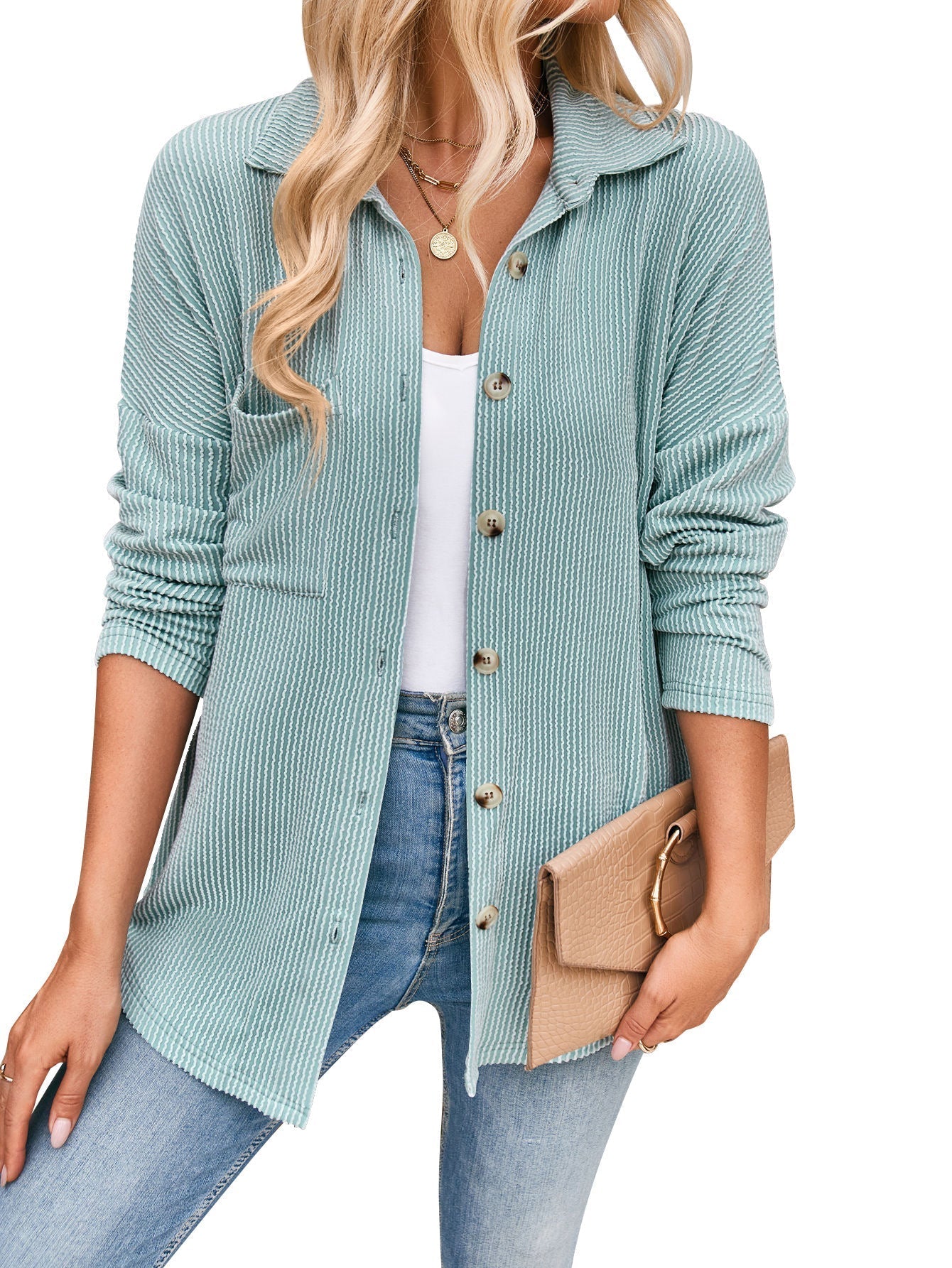 Damen-Freizeit-Strickjacke mit Knopfleiste, Größe